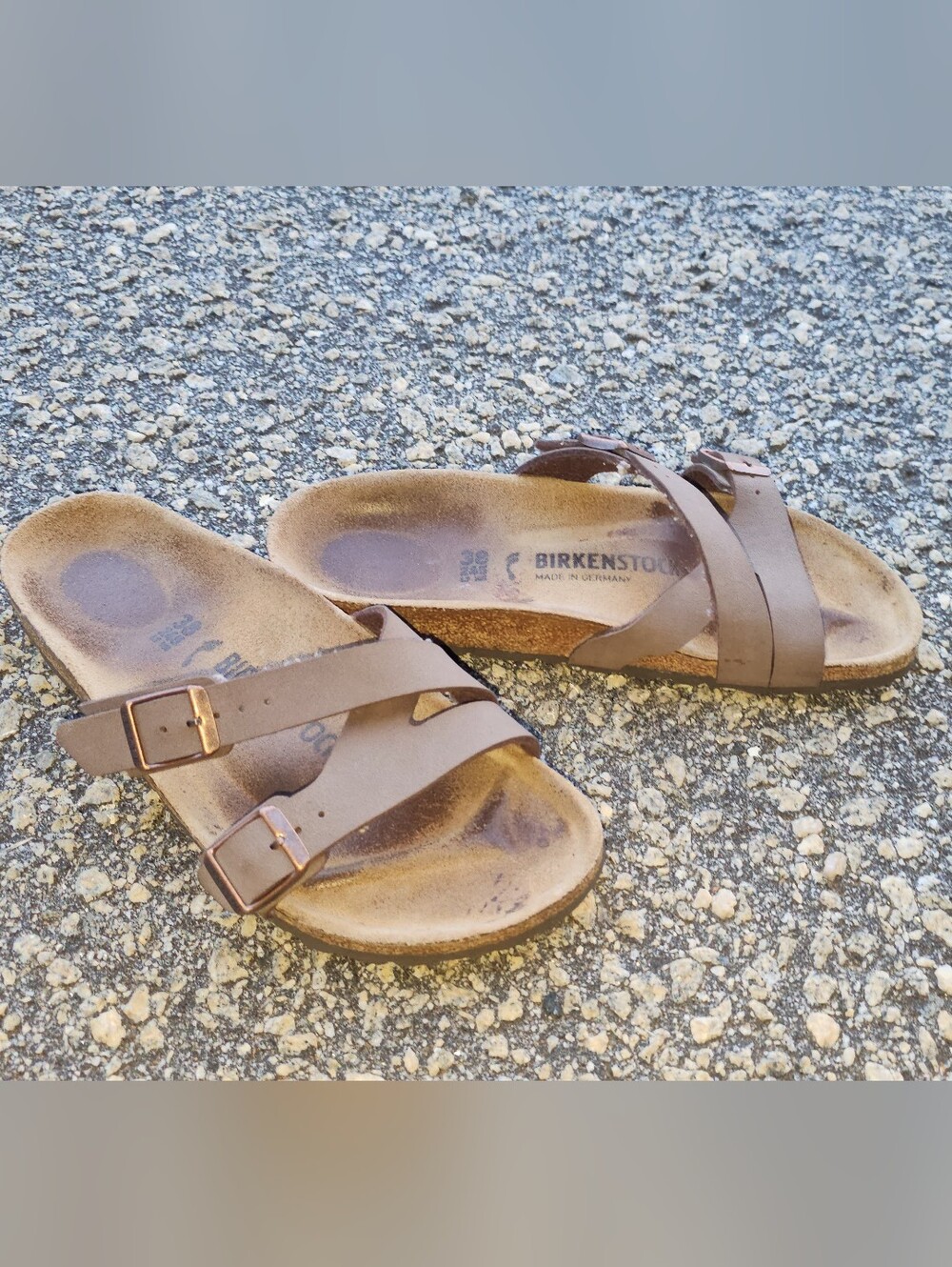 Birkenstock Women’s Brown Leather Slide Sandals Size 38